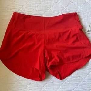 NWT! Red hot, women’s Lululemon running shorts